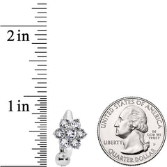 Clear CZ Gem Pretty Posy Flower Top Mount Belly Ring