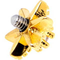 14G Clear CZ Gem Gold Tone Starfish Dermal Anchor Top