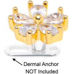 14G Clear CZ Gem Lovely Bloom Gold Tone Dermal Anchor Top