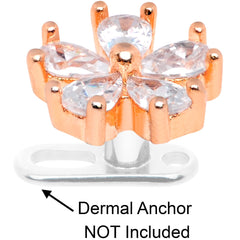 14G Clear CZ Gem Lovely Bloom Rose Gold Tone Dermal Anchor Top