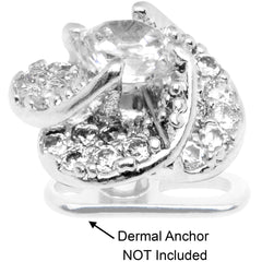14G Clear CZ Gem Roses Romance Dermal Anchor Top