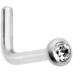 18G Grade 23 Titanium Press Fit CZ Micro Ball L Shaped Nose Ring