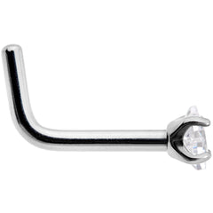18G Clear 2mm CZ Gem Grade 23 Titanium Rhombus L Shaped Nose Ring