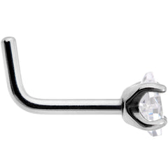 18G Clear 3mm CZ Gem Grade 23 Titanium Rhombus L Shaped Nose Ring