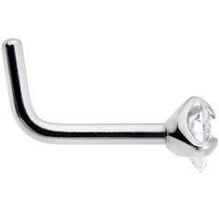 18G Clear 3mm CZ Heart Gem Grade 23 Titanium L Shaped Nose Ring