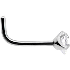 20G Clear 3mm CZ Heart Gem Grade 23 Titanium L Shaped Nose Ring