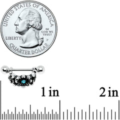 16G 3/8 Aqua Gem Floral Wreath Cuff Cartilage Earring