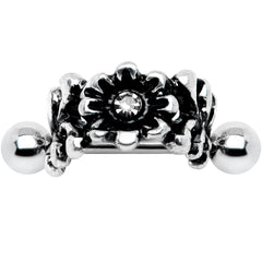 16G 3/8 Clear Gem Floral Wreath Cuff Cartilage Earring