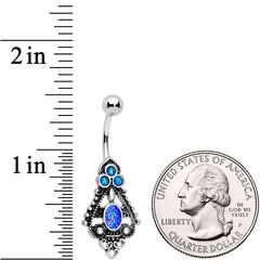 Blue Faux Druzy Baroque Teardrop Dangle Belly Ring