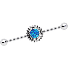 14G Green Faux Druzy Spooky Season Industrial Barbell 38mm