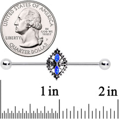 14G Glitter Blue Halloween Spider Queen Industrial Barbell 38mm