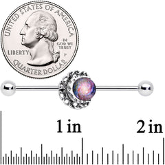 14G Swirling Galaxy Inlay Crescent Moon Industrial Barbell 38mm