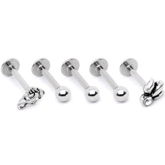 16G 5/16 Clear Gem Lotus Flower Elephant Cartilage Tragus Earring Set