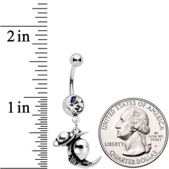 Clear Gem UFO Aliens Are Watching Dangle Belly Ring