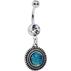 Faux Druzy Quartz Baroque Concentric Circles Dangle Belly Ring