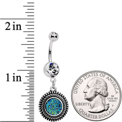 Faux Druzy Quartz Baroque Concentric Circles Dangle Belly Ring