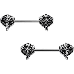 14G 9/16 Inspired By The Wild Elephant Barbell Nipple Ring Set