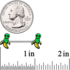 14G 9/16 Appealing Little Banana Alien Barbell Nipple Ring Set