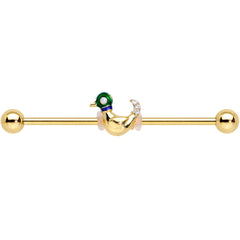 14G Gold Tone Mighty Mallard Industrial Barbell 38mm