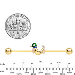 14G Gold Tone Mighty Mallard Industrial Barbell 38mm