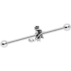 14G Sacred Hamsa Hand with Flower Industrial Barbell 38mm