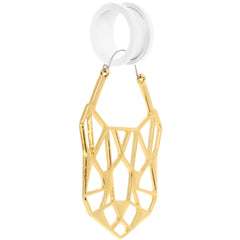 Gold Tone Geometric Cut Out Cat Panther Tunnel Plug Earrings