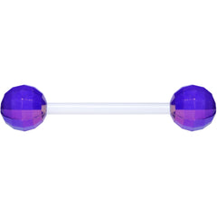 Flexible Acrylic Iridescent Purple Disco Ball Barbell Tongue Ring