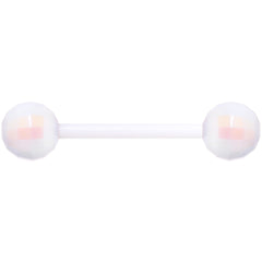 Flexible Acrylic Iridescent White Disco Ball Barbell Tongue Ring