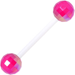 Flexible Acrylic Valentine Disco Ball Barbell Tongue Ring Set of 3