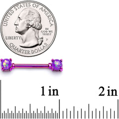 14G 9/16 Purple Faux Opal Purple Barbell Nipple Ring Set