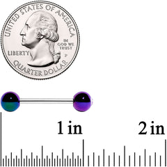 Clear Gem Green Purple Pearlescent Barbell Tongue Ring