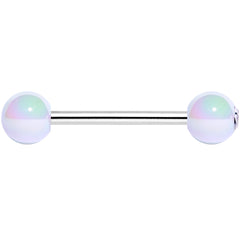 Clear Gem White Pink Pearlescent Barbell Tongue Ring