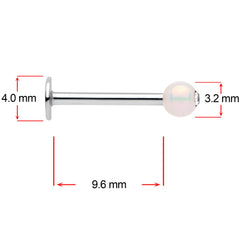 16G 3/8 Clear Gem White Pearlescent Labret Monroe Tragus