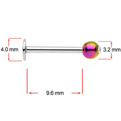 16G 3/8 Clear Gem Rainbow Pearlescent Labret Monroe Tragus