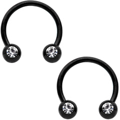 16G 3/8 Clear Gem Variety Horseshoe Nipple Ring Set of 6