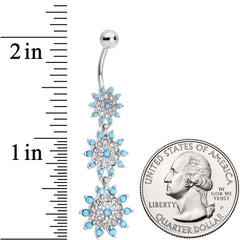 Clear Gems Blue Orb Shower of Snowflakes Dangle Belly Ring