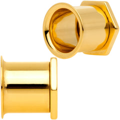 Gold Tone Geometric Hexagon Double Flare Tunnel Plug Set 3mm to 25mm