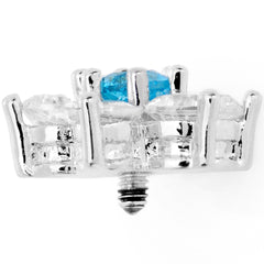 14G Clear Aqua Cubic Zirconia Gem Flower Dermal Anchor Top