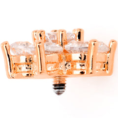 14G Clear CZ Gem Rose Gold Tone Flower Dermal Anchor Top