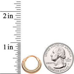 16G 3/8 Rose Gold Tone Delicate Grooves Hinged Septum Ring