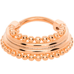 16G 3/8 Rose Gold Tone Delicate Dots Hinged Septum Ring