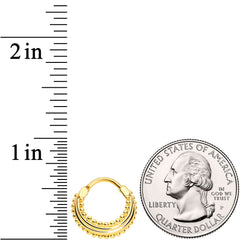 16G 3/8 Gold Tone Delicate Dots Hinged Septum Ring