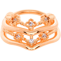 16G 3/8 Rose Gold Tone Pretty Princess Hinged Septum Ring