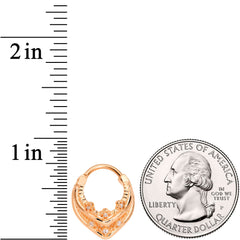 16G 3/8 Rose Gold Tone Pretty Princess Hinged Septum Ring