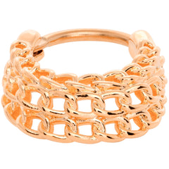 16G 3/8 Rose Gold Tone Triple Chain Hinged Septum Ring