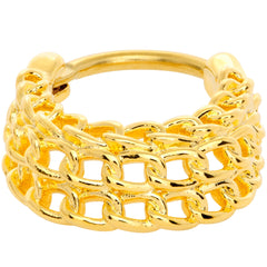 16G 3/8 Gold Tone Triple Chain Hinged Septum Ring