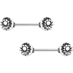 14G 9/16 Crescent Moon and Sun Barbell Nipple Ring Set