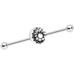 14G Crescent Moon with Star Dangle Industrial Barbell 38mm