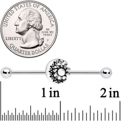 14G Crescent Moon with Star Dangle Industrial Barbell 38mm