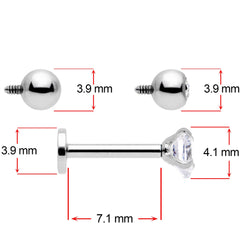 16G 5/16 Clear CZ Gem Variety Heart Labret Monroe Tragus